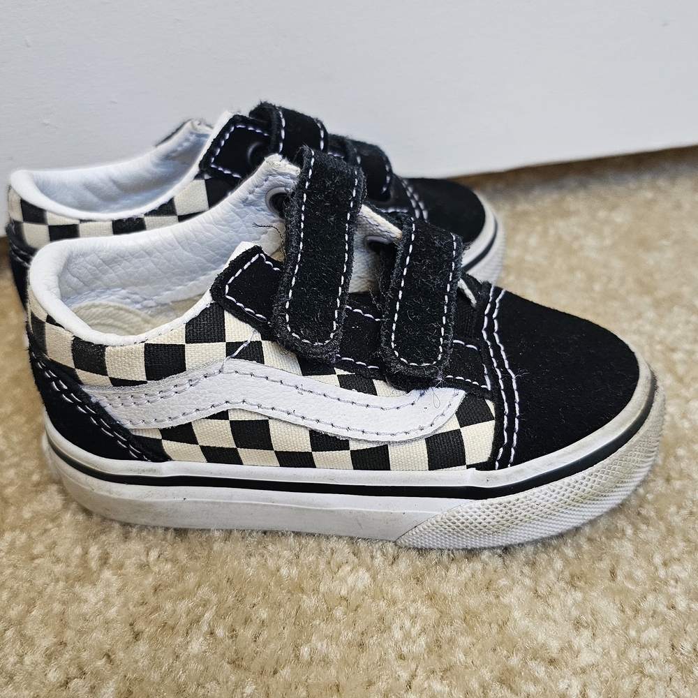 Kids Black and White Checkered Shoes